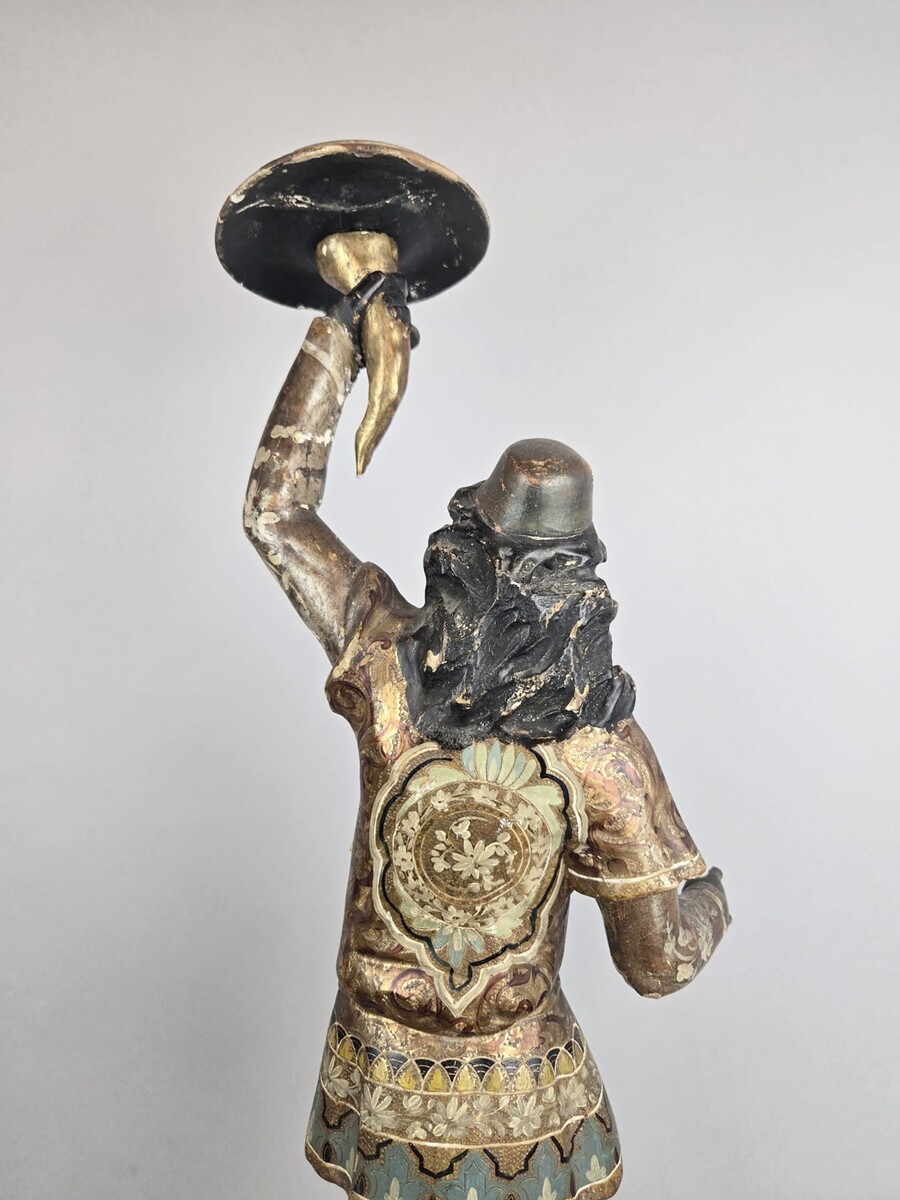 Polychrome wooden torchiere, Italy late 19th early 20th 