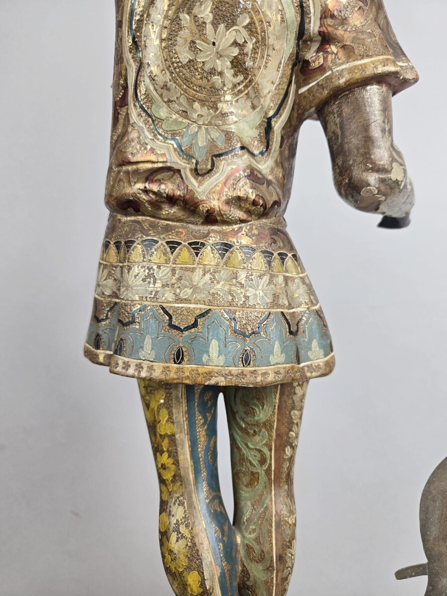 Polychrome wooden torchiere, Italy late 19th early 20th 