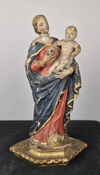 Polychrome wooden Virgin and Child, 19th century