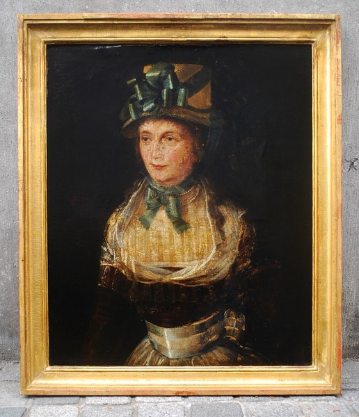 Portrait of a woman, oil on canvas, 19th C.