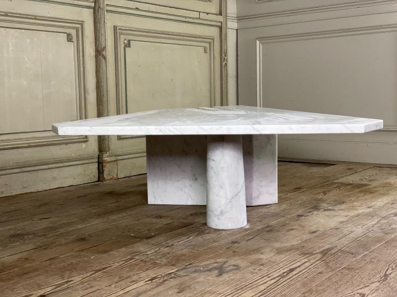Postmodernist white carrara marble coffee table