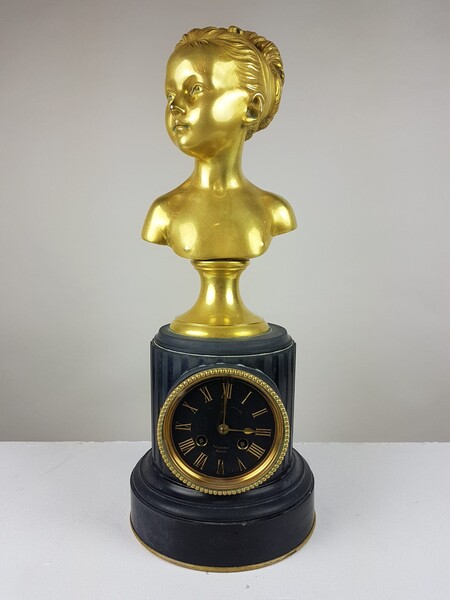 Pretty Napoleon III clock in gilt bronze and marble