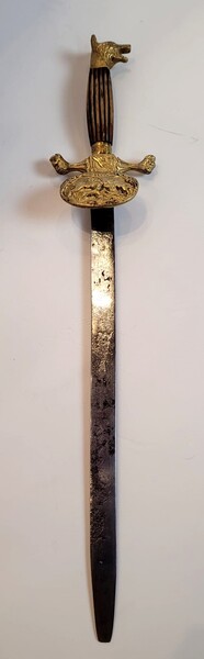 Rare children's hunting dagger decorated with foxes, boars and dogs - blade 30 cm