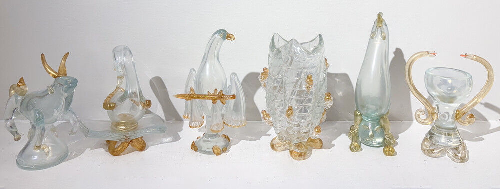 Rare Set of 6 Glass Sculptures by Carlo Scarpa made for the University of Padova, 1940s