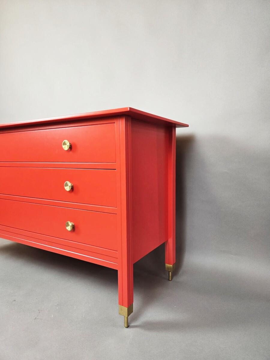 Red chest of drawers, Carlo de Carli, 1960s