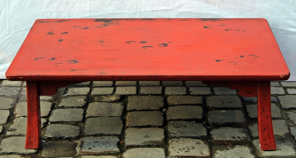 Red lacquered japanese coffee table