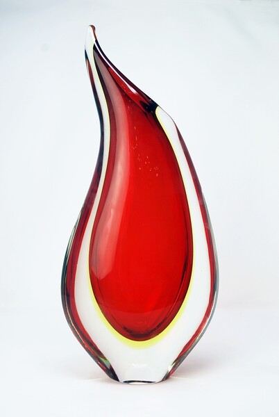 Red Sommerso vase by Flavio Poli for Seguso Vetri d'Arte