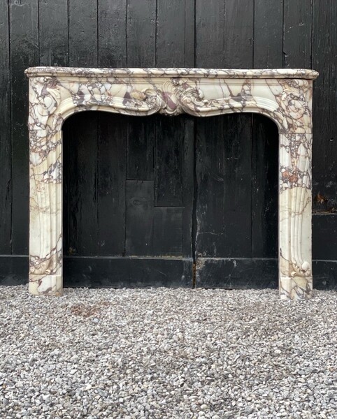 Regency Style Fireplace In Violet Breccia Marble Circa 1880