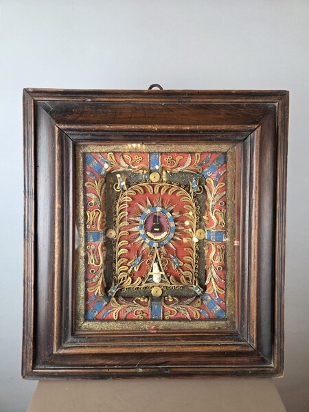 Reliquary frame with Agnus Dei and relics of Saint Mansuet – Italy, 18th century