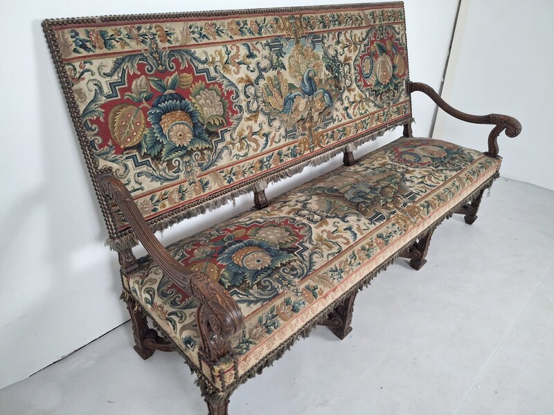Renaissance-style sofa upholstered in tapestry, 19th century