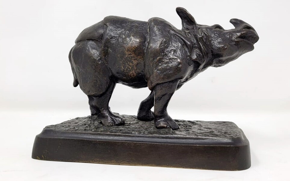 Rhinoceros animal bronze signed Antonio Amorgasti (1880-1942) - Italy