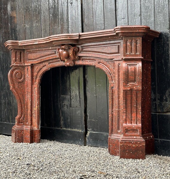 Rouge Griotte Marble Fireplace Circa 1880