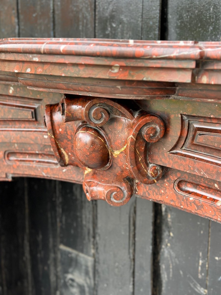 Rouge Griotte Marble Fireplace Circa 1880