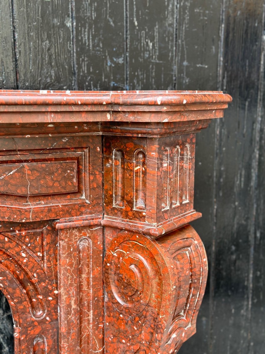 Rouge Griotte Marble Fireplace Circa 1880