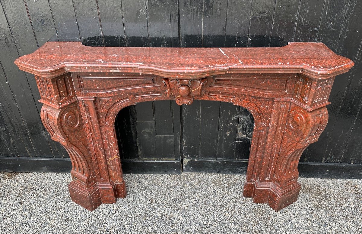 Rouge Griotte Marble Fireplace Circa 1880