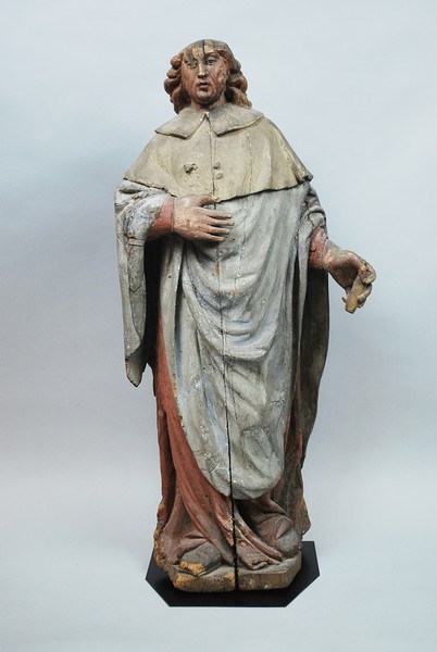 Saint In Polychromed Carved Wood, 16th