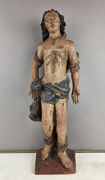 Saint Sebastian in polychrome carved wood, 17th 