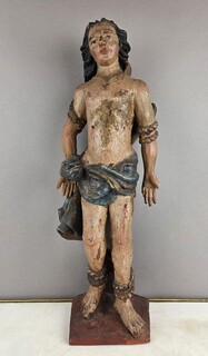 Saint Sebastian in polychrome carved wood, 17th 