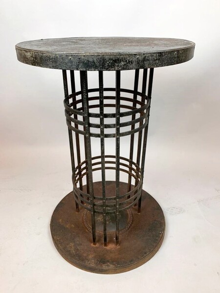 Secessionist Pedestal Table, Wrought Iron, Circa 1900 