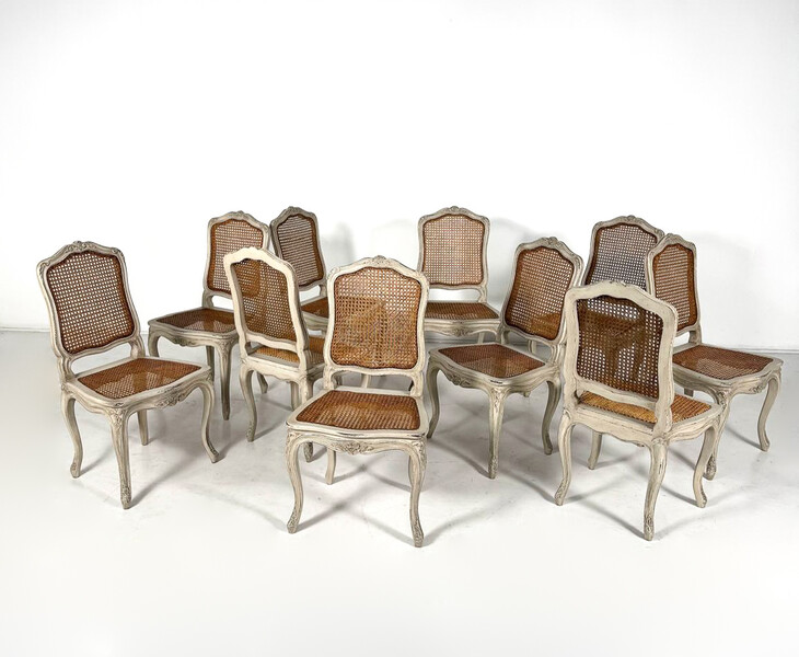 set of 10 chairs louis xv style 