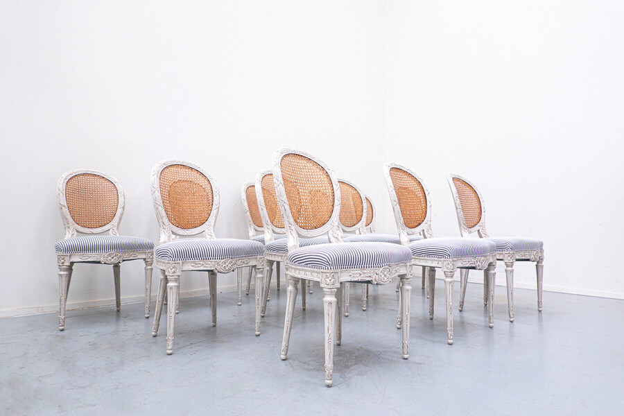 Set of 12 Dining Chairs, Louis XVI Style, Belgium 