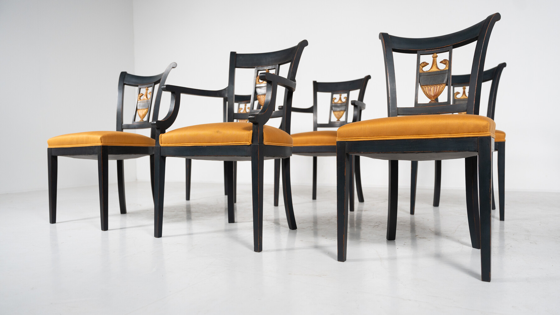 Set of 2 armchairs and 4 chairs in Empire style