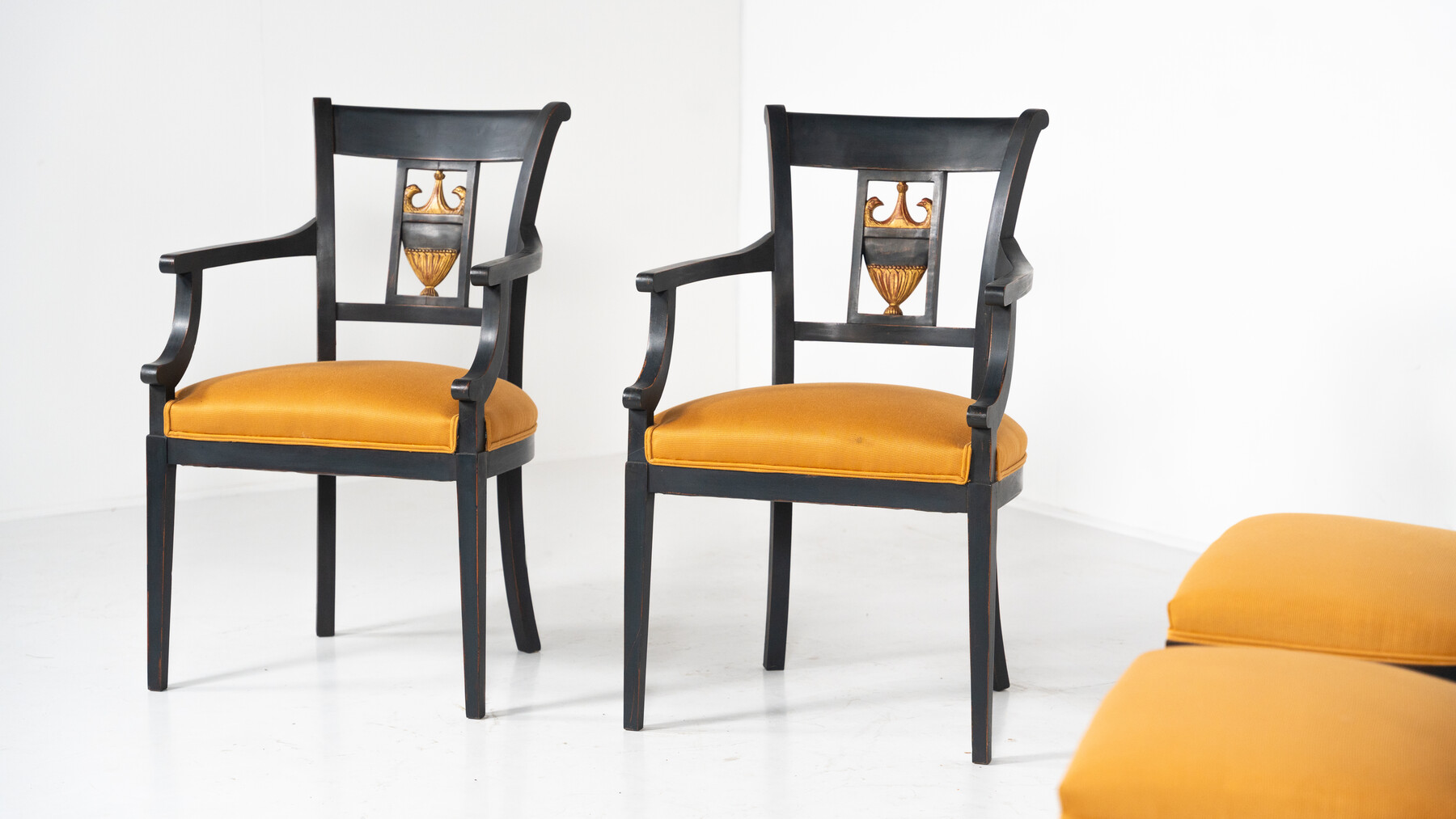 Set of 2 armchairs and 4 chairs in Empire style