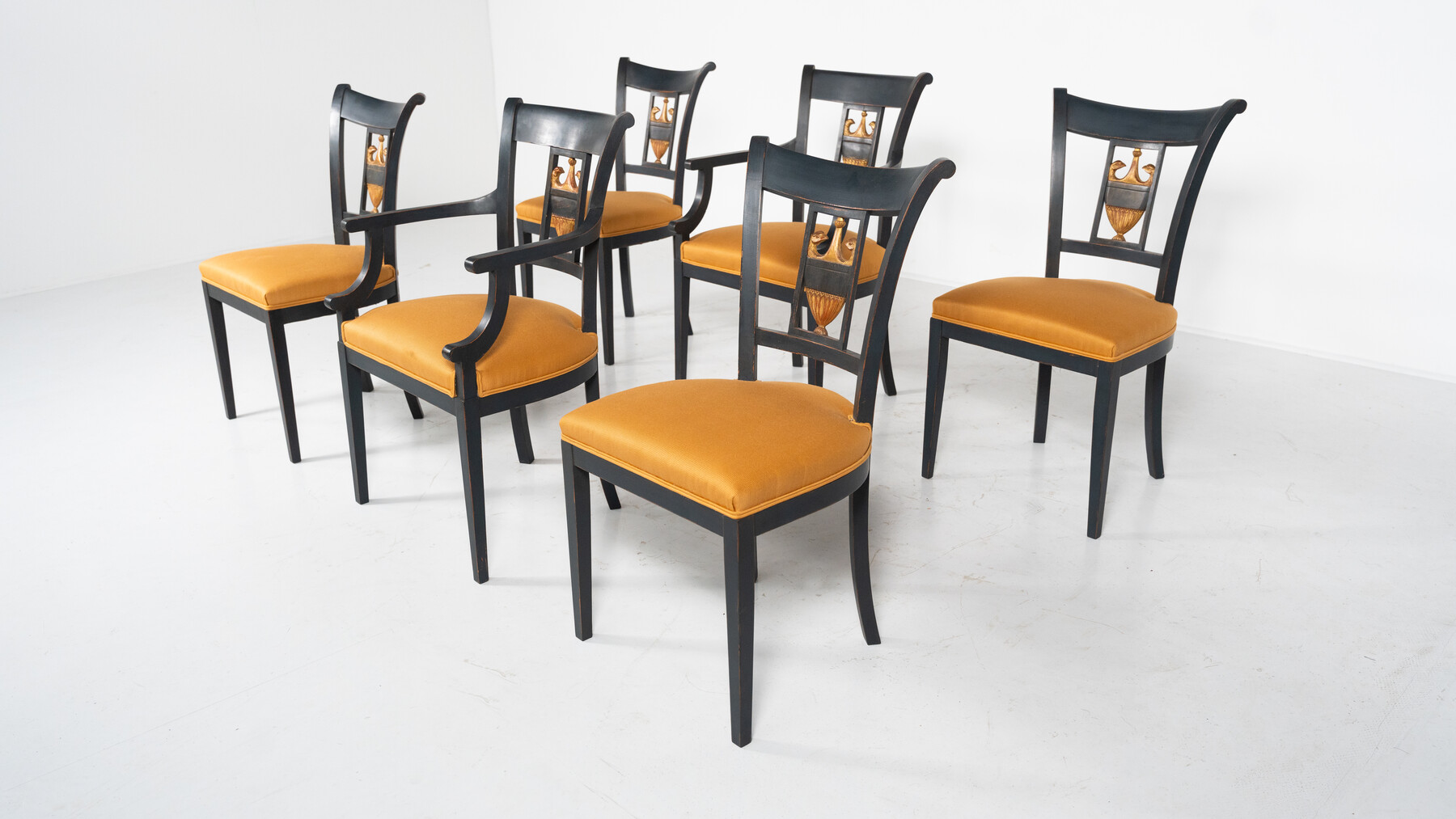 Set of 2 armchairs and 4 chairs in Empire style