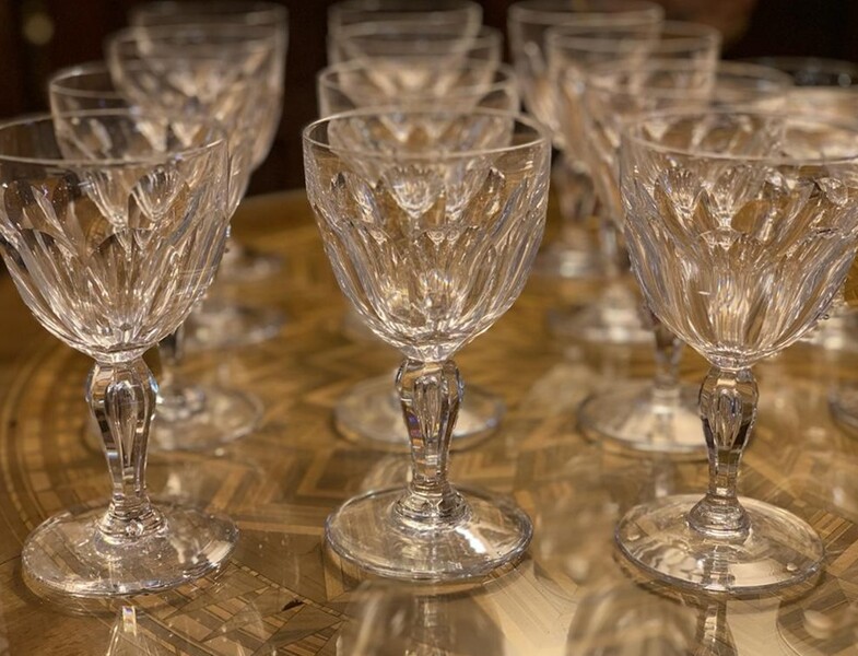 Set of 2 X 12 crystal glasses and cups by Val Saint Lambert