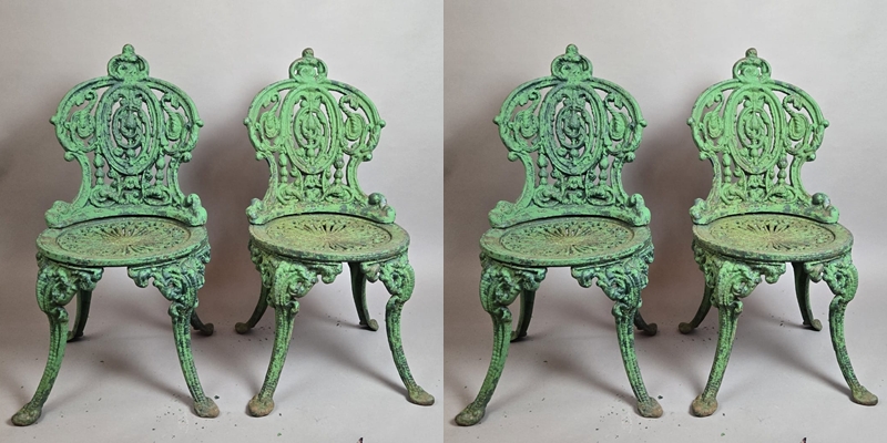 Set of 4 cast iron garden chairs