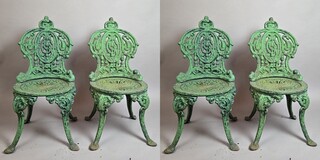 Set of 4 cast iron garden chairs