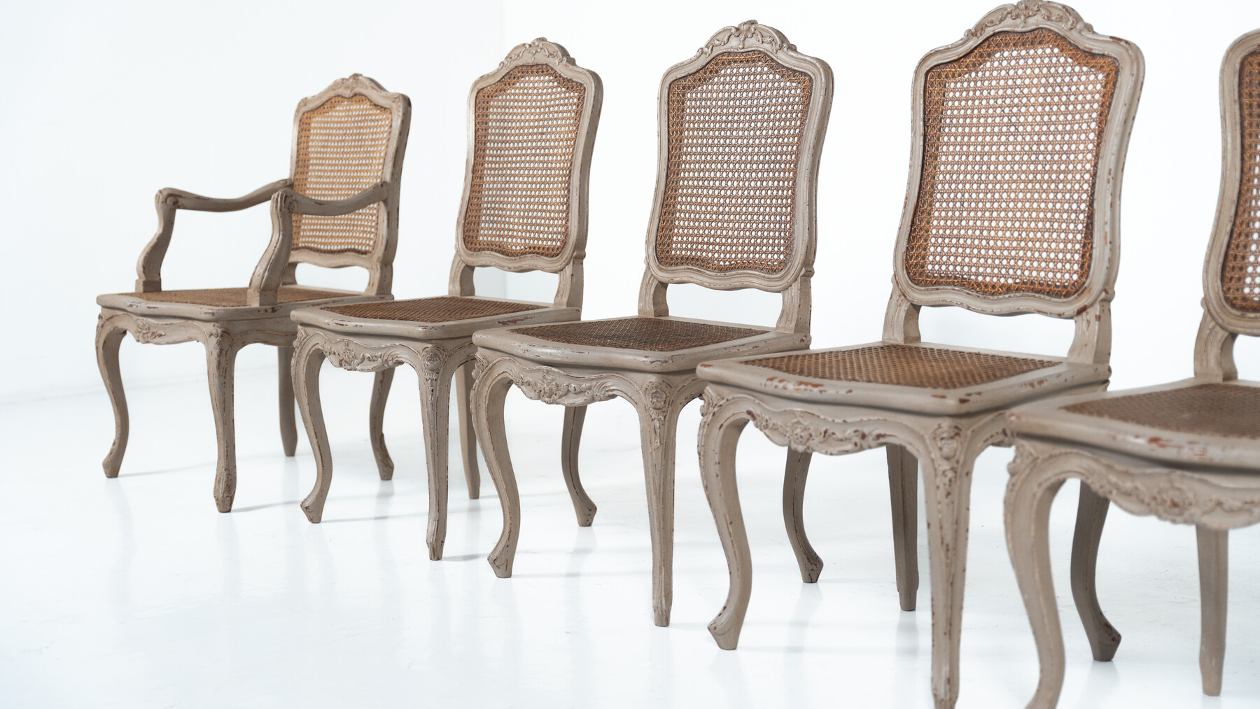Set of 4 chairs and 2 armchairs, Louis XV style, Belgium