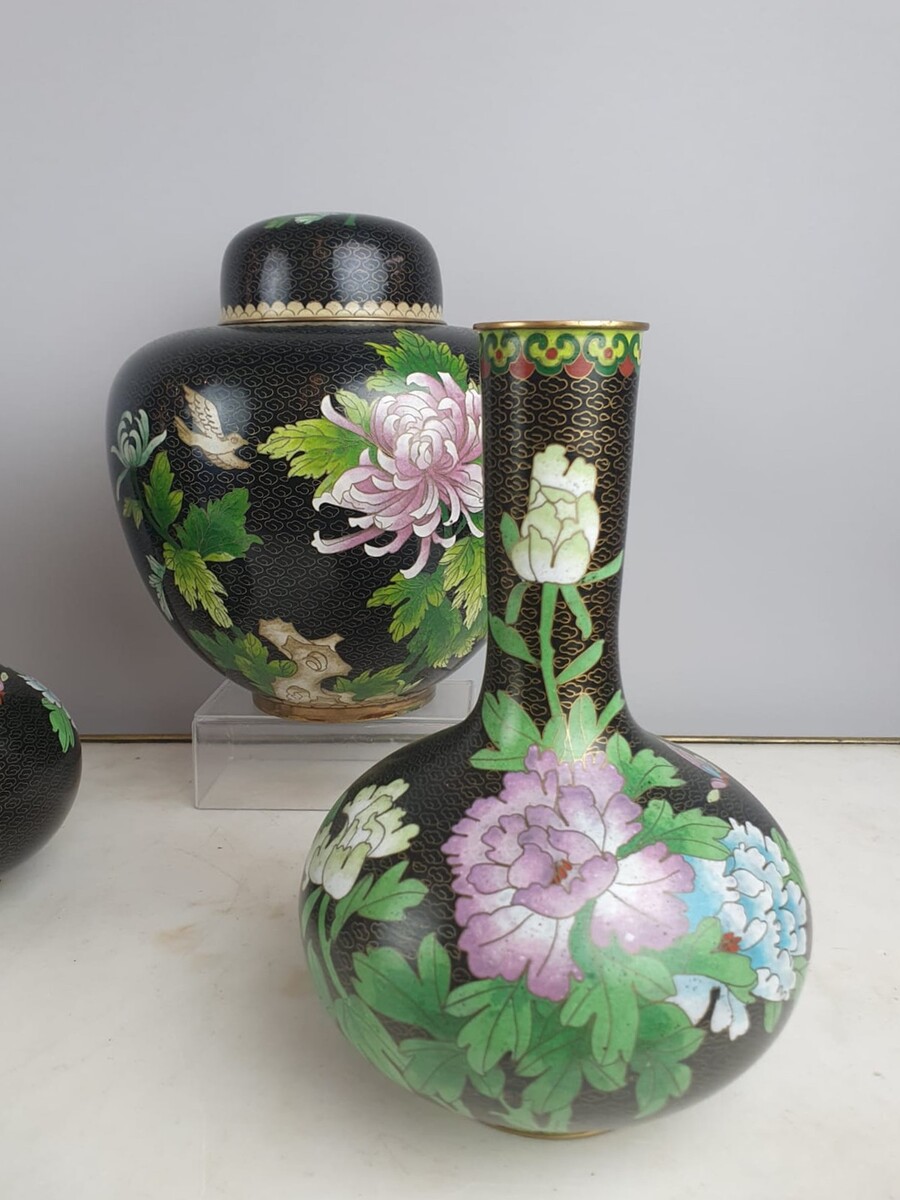 Set of 4 cloisonné bronze vases, China 20th century
