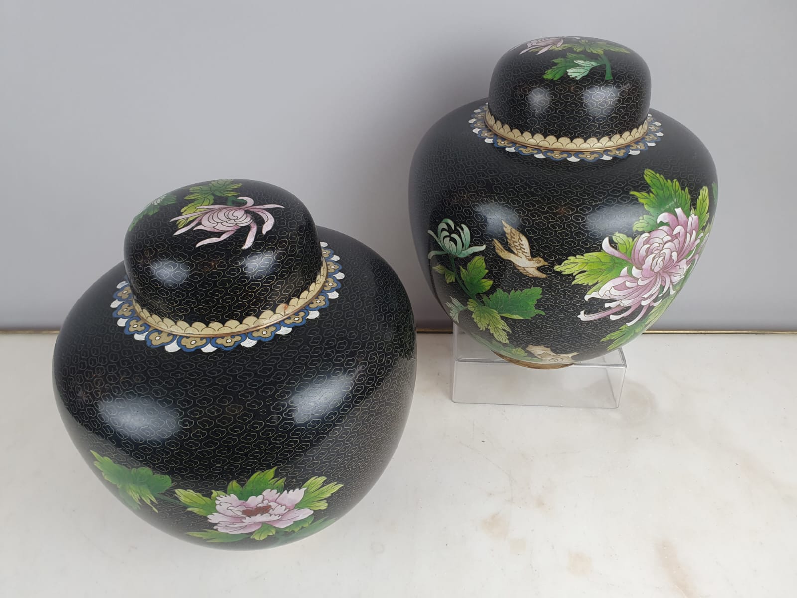 Set of 4 cloisonné bronze vases, China 20th century