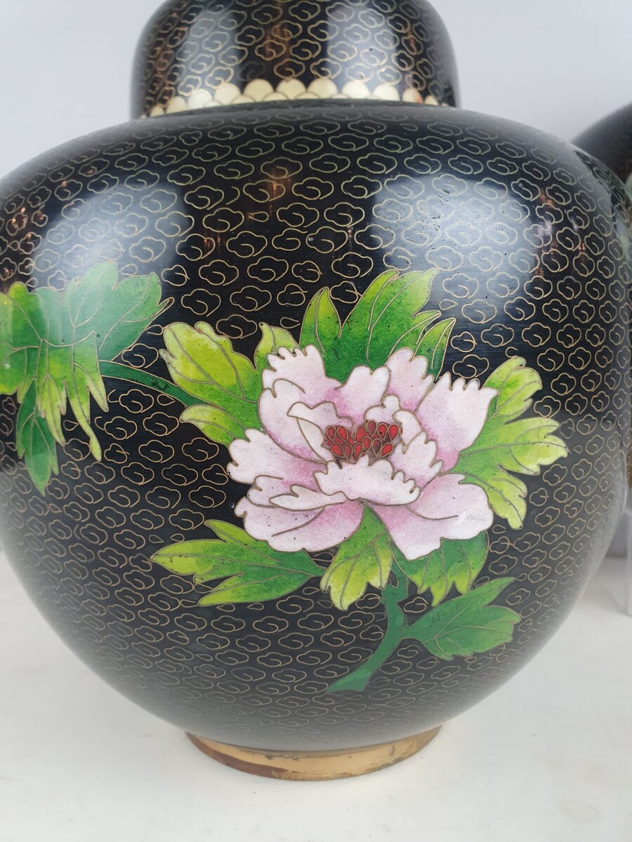 Set of 4 cloisonné bronze vases, China 20th century