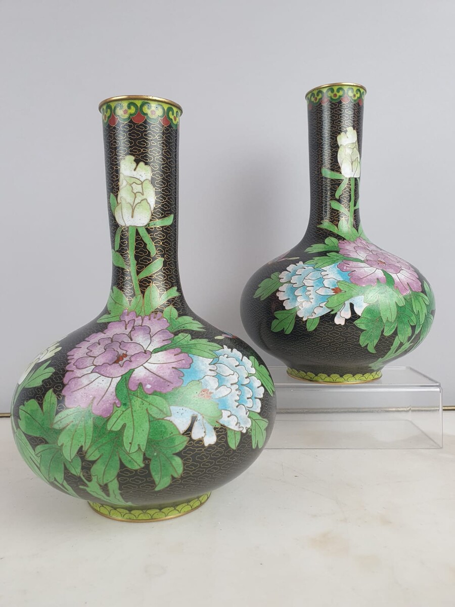 Set of 4 cloisonné bronze vases, China 20th century