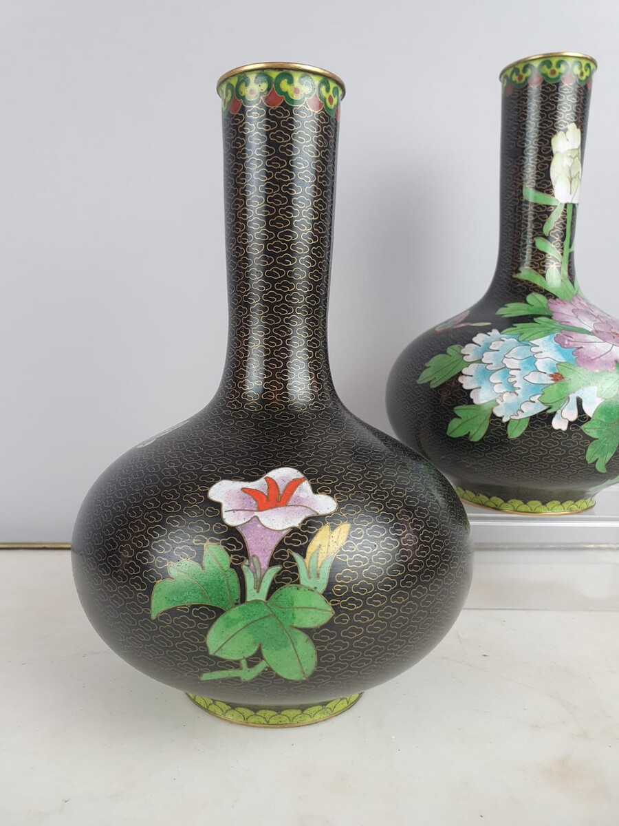 Set of 4 cloisonné bronze vases, China 20th century