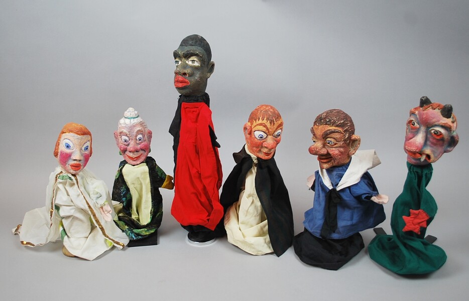 Set of 6 papier maché puppets