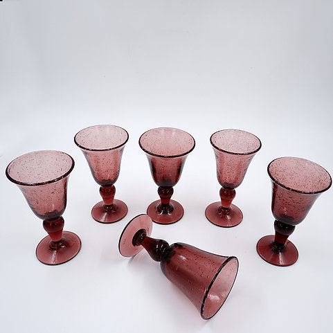 Set of 6 wine glasses in amethyst blown glass from the biot glassware