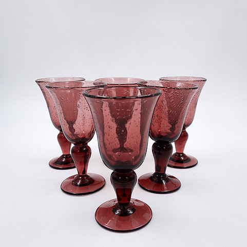 Set of 6 wine glasses in amethyst blown glass from the biot glassware