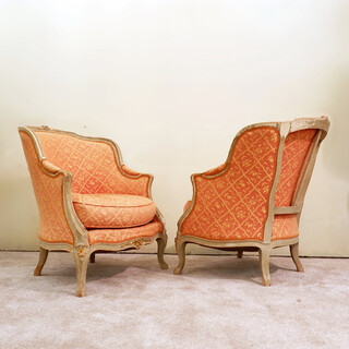 Set of Louis XV Style Gondola Bergère Armchairs,19th.c