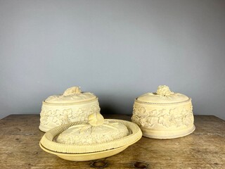 Set of three English ceramic oval terrines, Wedgwood, 19th century