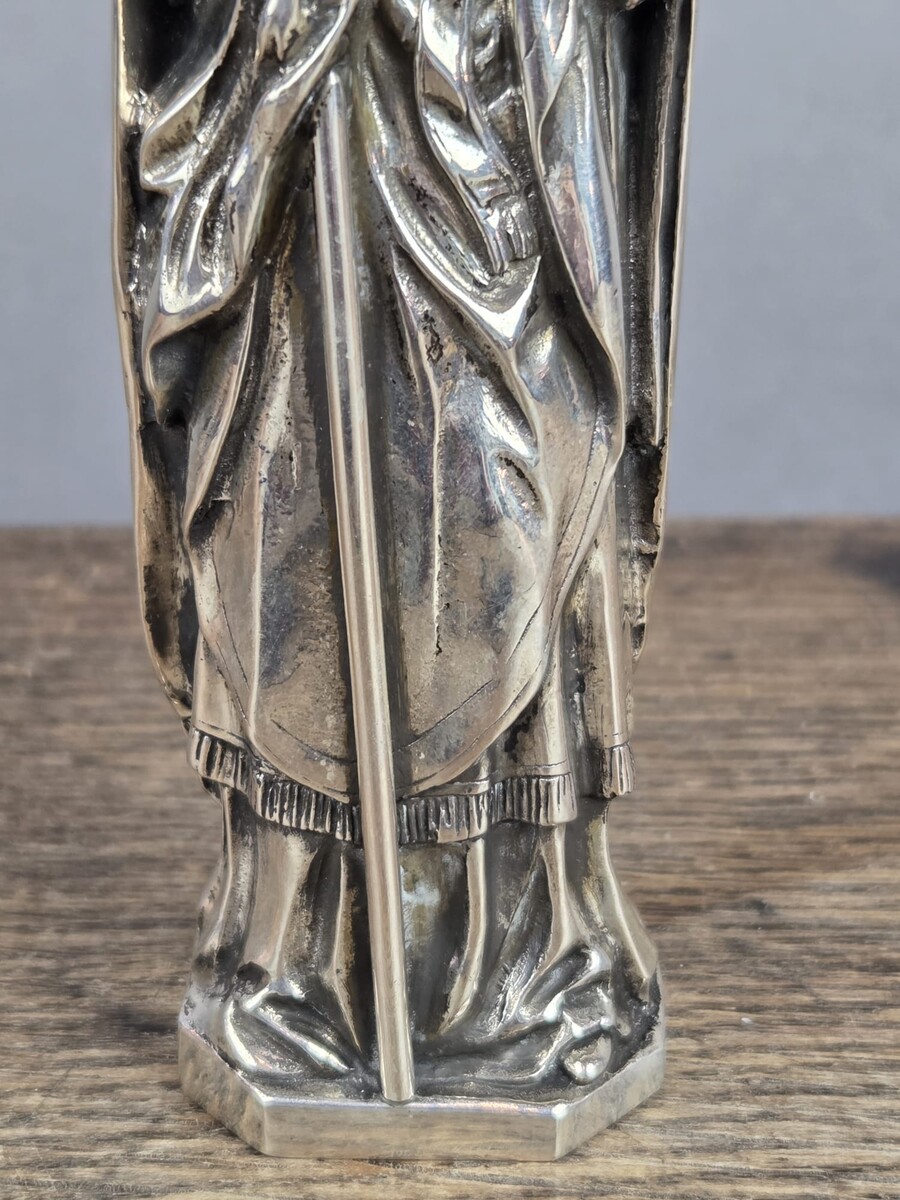 Silver and bone bishop statuette - France - 20th century