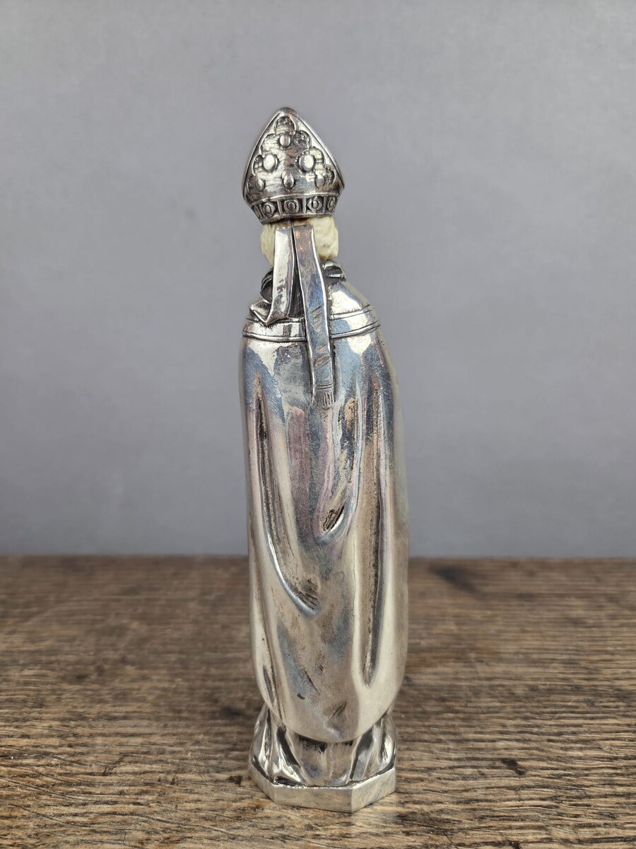 Silver and bone bishop statuette - France - 20th century