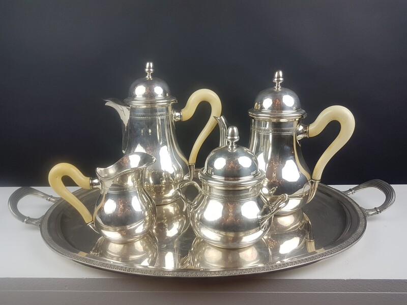 Silver and ivory metal coffee service
