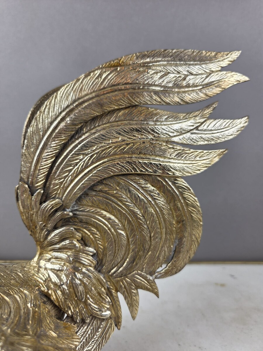 Silver-plated bronze cockfight, early 20th century
