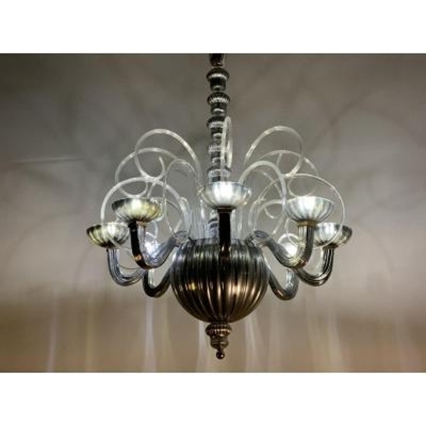 Silvered Murano chandelier, 8 arms of light