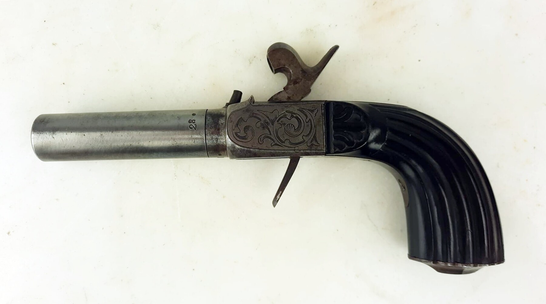 Small box, pair of percussion chest pistols