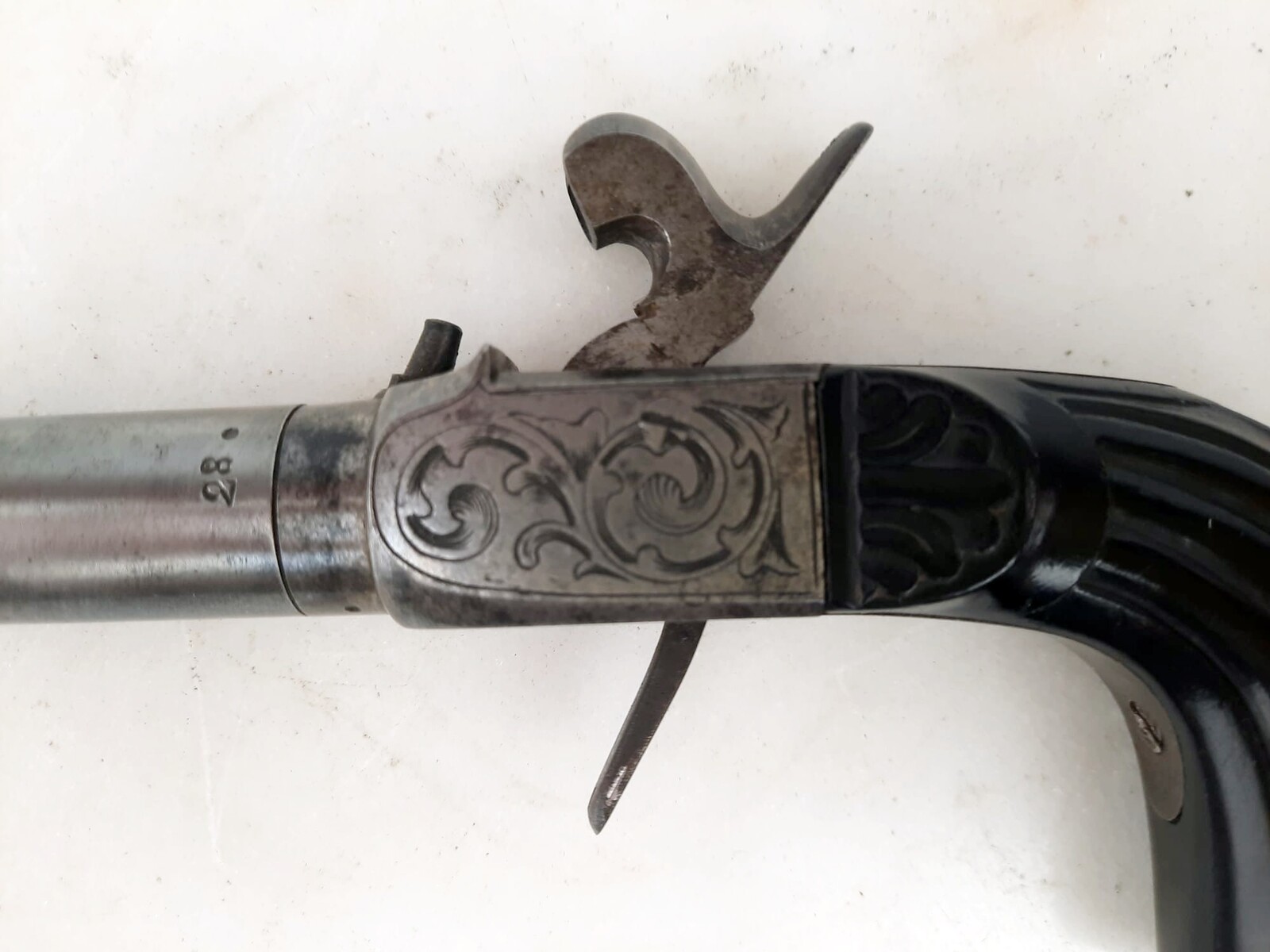Small box, pair of percussion chest pistols