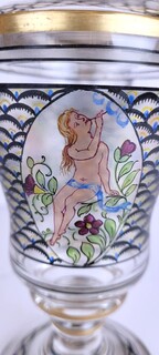 Steinchönau circa 1915 - decor of female musicians - 3 pieces with solid glass cover probably Adolf Beckerd
